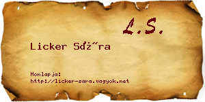 Licker Sára névjegykártya
