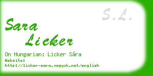 sara licker business card
